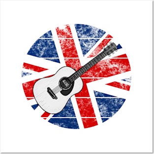 Acoustic Guitar UK Flag Britain Guitarist British Musician Posters and Art